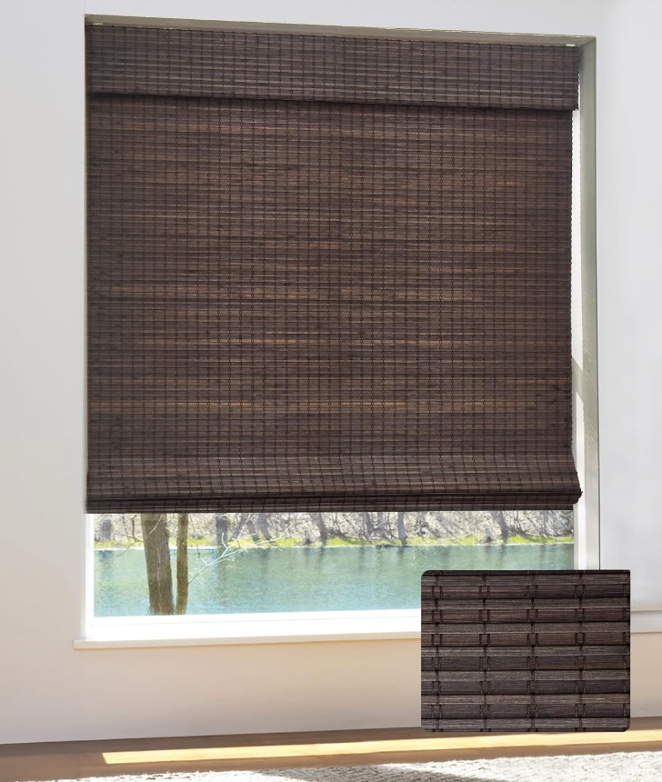 UNISHADES Cordless Bamboo Roman Shades, 33×64 in, BDP-Espresso