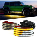 Emergency Strobe Lights Strip 2PCS 70 Inch Amber White 864 LED Running Board Lights Bar Waterproof Flashing Warning Hazard Safety Side Light for Truck Construction car Pickup Snow Plow