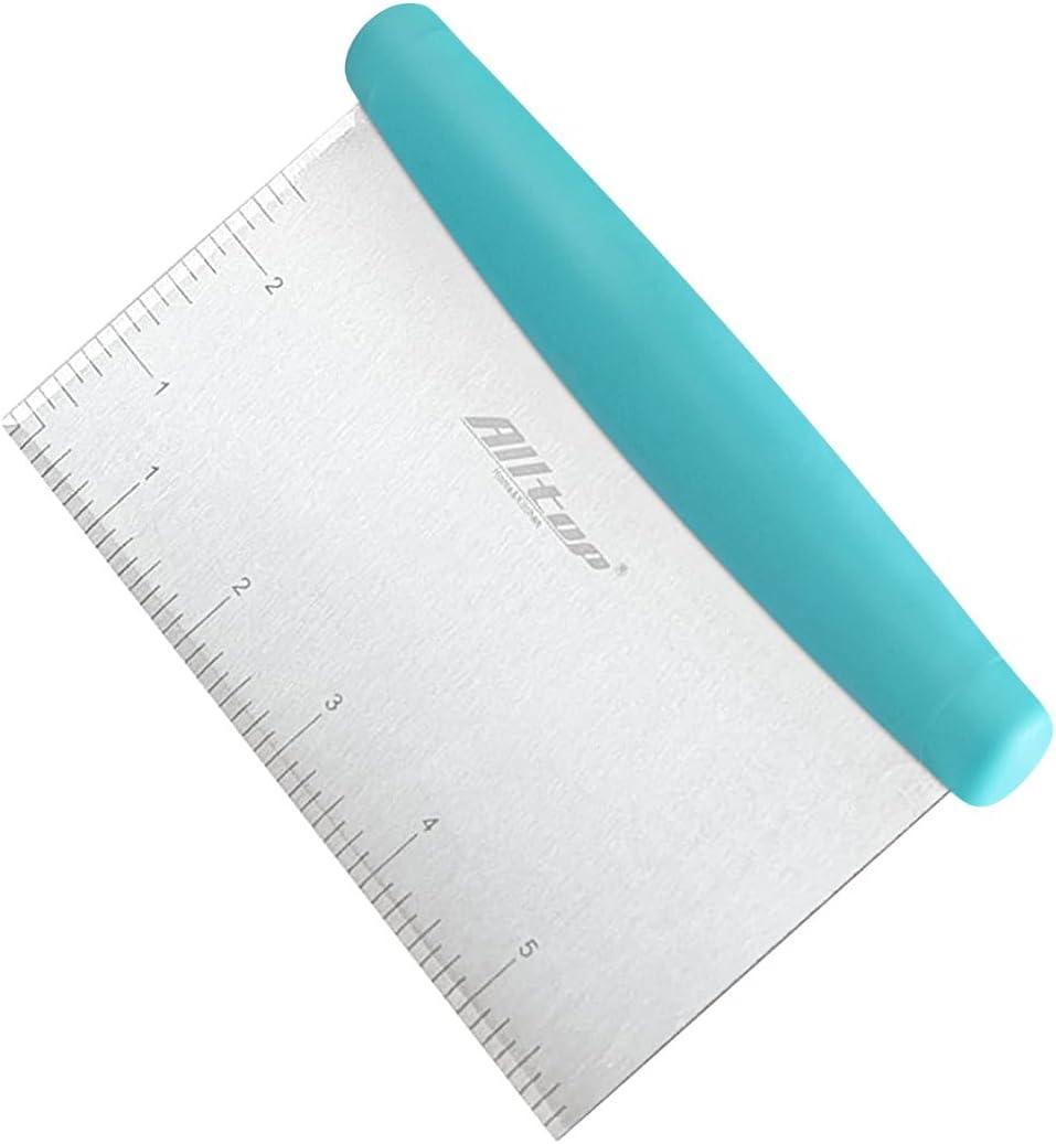 ALLTOP Bench Scraper & Chopper for Kitchen - Ideal Baking Essential Utensil,Stainless Steel Pastry/Dough/Food Cutter Tool for Cake Pizza Bread,Cooking - 1 Pack,Blue