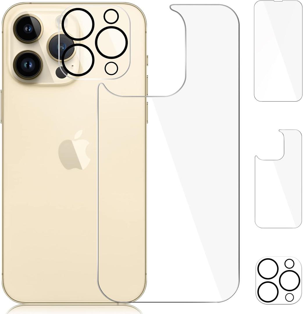 3 x [3 Pack] Screen Protector for iPhone 14 Pro,iPhone 14 Pro Camera Protector, iPhone 14 Pro Front and Back Screen Protector Tempered Glass [Anti-Scratch][New Version] Protective Film(6.1")