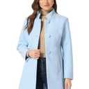 Allegra K Women's Winter Overcoat Mid-Long Stand Collar Single Breasted Coat Outerwear (Large, Light Blue )