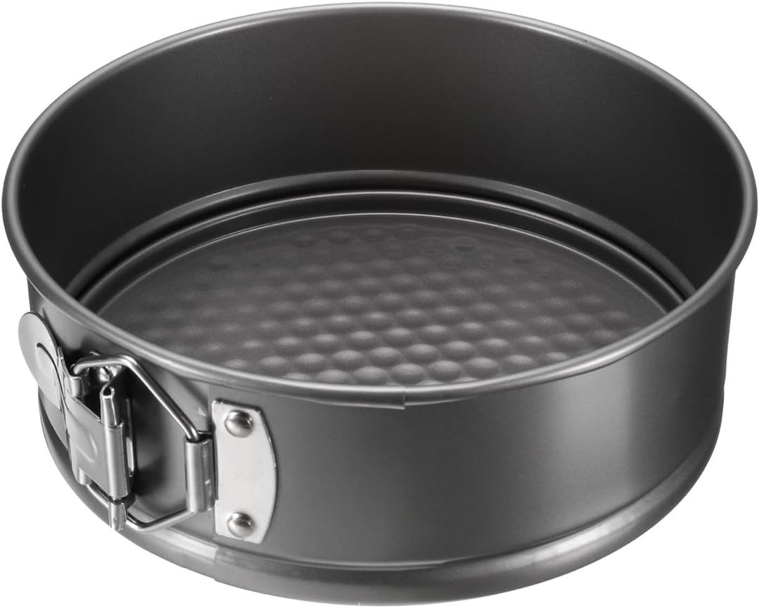 uxcell 7 Inch Springform Pan Nonstick Cake Pan with Removable Bottom Round Leakproof Cake Baking Pans Molds for Baking, Cheese Cakes, Pizza, Biscuits, Black1pcs