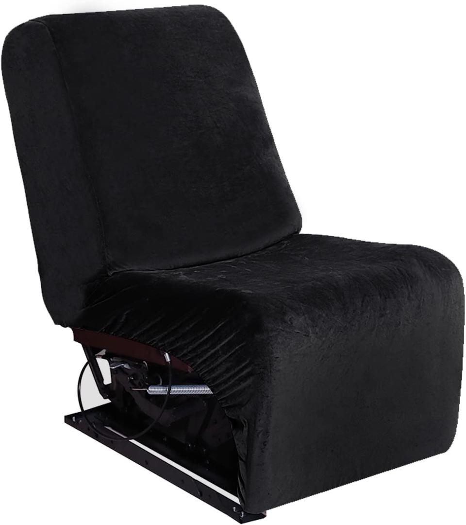 ULTICOR 7-Piece L Shape Sectional Recliner Sofa Covers, Velvet Stretch Reclining Couch Covers for Reclining L Shape Sofa, Thick, Soft, Washable (Black, 1 Additional seat)