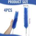 4 Pcs Bendable Microfiber Fan Cleaner Brush, BlueReusable Gentle Blade Dusting Tool for Ceiling, AC, Table&Stand Fans, Household Air Vents&Curtains