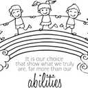 Children Our Choice Show What We Truly are Uplifting Quote Wall Decal Decoration Beautiful Rainbow Cute Happy Children Playing Lasts Years and Easily Removable - Size: 40 in(W) x 24 in(H)