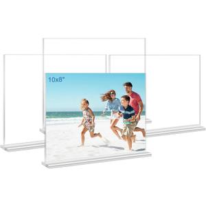 Acrylic Picture Frames 8x10 inches, 4 Pack Clear Plastic Picture Frames Holder Standing,8x10 Double Sided Picture Desktop Display for Photo Home Office - Horizontal (10x8")