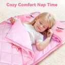 iPlay, iLearn Kid Sleeping Bag, Unicorn Slumber Sack, Toddler Girl Nap Mat, 2 in 1 Pink Animal Cushion Blanket, Happy Travel Sleepover Daycare Preschool Birthday Gift for 3 4 5 6 Year Old Child (54 x 27 x 1 inches)