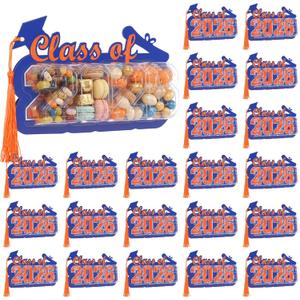 Motiskyy 30 Pack 2026 Graduation Candy Card Class of 2026 Grad Party Favor Supplies Candy Dome Greeting Card with Tassel Chocolate Holder College High School Graduate Gift Box DIY(Blue,Orange)