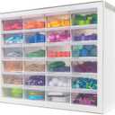 IRIS USA Plastic Storage Drawers, Made in USA, 24-Drawer Small Parts Organizer Cabinet, Stackable Teacher Toolbox for Crafts, Beads, Hardware, Screws, Nuts & Bolts, Scrapbook Supplies White
