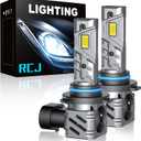 RCJ 9005/HB3 LED Fog Light Bulbs, 2025 Updated 35000LM 6000K Cool White with Fan, Plug-N-Play, Pack of 2