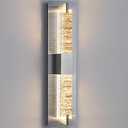 WOSHITU LED Wall Sconce Light: 19 Inch Nickel Modern Sconces Wall Lighting 3000K Dimmable Crystal Wall Lamps Indoor Bathroom Sconce Wall Mount Light Fixtures for Living Room/Bedroom/Hallway