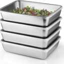 4 Pcs Stainless Steel Food Containers with Clear Lids, Stackable Snack Storage Boxes, Deli Meat Keeper for Refrigerator or Picnic, BBQ Party, Office, Gym Lunch