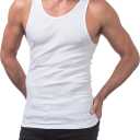 Pro Club Men's Premium Ringspun Cotton Ribbed A-Shirt Multipack (White, L)