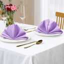 Homiest 100 Pack Light Purple Satin Napkins 17x17 Inches - Scalloped Square Silky Elegant Dinner Decor for Wedding, Restaurant, Graduation Party