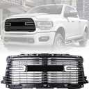 W/Grill Inserts Cover Trim Chrome Front Grille Grill Compatible with 2019-2024 Ram 2500 3500 4500 68443251AA CH1200441