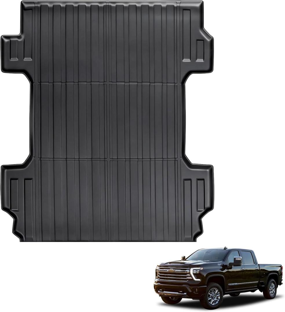 Truck Bed Mat for 2019-2026 Chevy Silverado 1500/GMC Sierra 1500 6.6FT, All-Weather Protection Heavy Duty Truck Bed Liner, TPE Material, Black