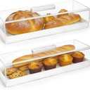 Acrylic Rectangular Cake Tray - Multifunctional Cake Stand with Cover Lid (2PCS)
