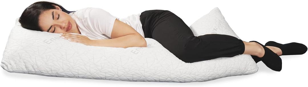 EnerPlex Body Pillow for Adults - Adjustable 54 x 20 Inch Long Pillow Shredded Memory Foam Pillows w/Plush Viscose Cover for Adults & Kids - Pregnancy Pillow for Sleeping