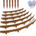 Metal Landscape Edging Border 6 Packs 42'' L x 4.5'' H, Pre-Rusted Steel Garden Edging Border with 6 Stakes, Hammer-in Lawn Edging for Landscaping, Flower Bed, Yard, Pathway, Tree Ring (21ft Total)