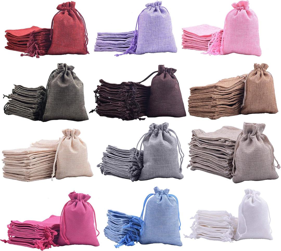 Sansam - Bolsas de arpillera de varios tamaos y colores para regalo, con cordn, bolsas de joyera para recuerdos de bodas, bolsas de dulces, recuerdos de fiestas (Mezclado)