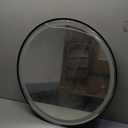 24 Inch Wall-Mounted Round Bathroom Mirror with LED-Lights - Frame Vanity Mirrors (24" x 24", Black)