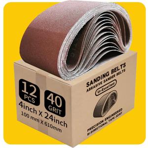 4 x 24 Inch 40 Grit Sanding Belt | Premium Aluminum Oxide Sanding Belt | Premium Sander Sandpaper  12 Pack