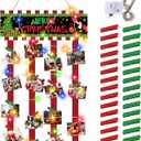 Thyle Christmas Card Holder Christmas Wall Hanging Card Display Picture Wooden Holders with 30 Wooden Clips and String Lights for DIY Xmas Cards Craft Home Party Decor(Green Style)