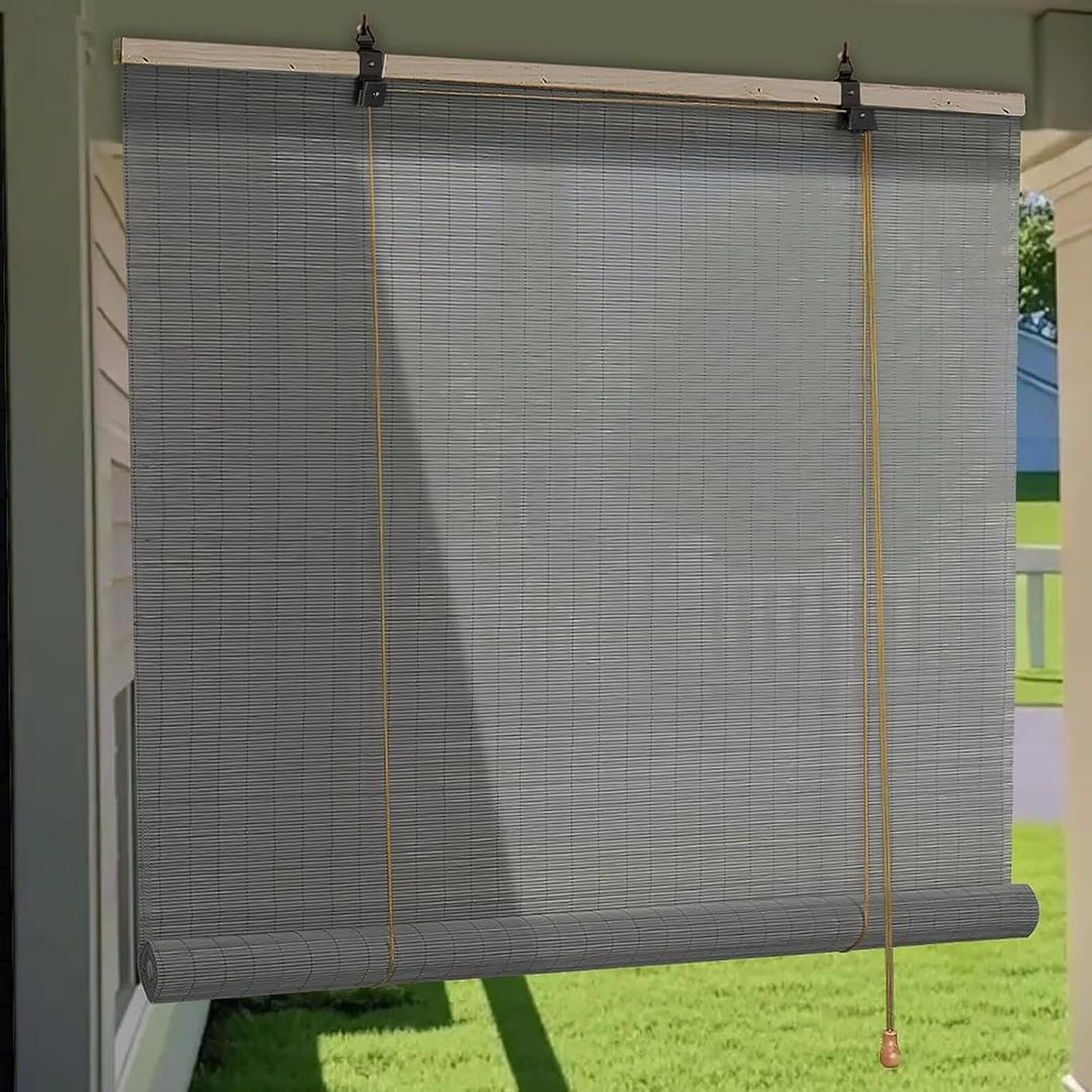 Bamboo Roller Shades Roman Shades for Window: Bamboo Blinds for Interior Windows and Outdoor Patio,Roll Up Blinds for Indoor Porch Light Filtering Sunshade,Easy to Install 36" W X 48" H