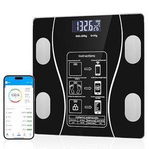 Stylish LED Display Body Fat Scale, Weight Scale, Bluetooth Smart Scale with Health app Integration, Body Fat and Health Monitor with app sync, Suitable for Bathroom (Black)