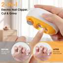 Electric Nail Clipper - 2 in 1 Smart Electric Nail Clippers for Seniors, Adults, Baby, Children, Polishing Clipper with LED Light, 2 Adjustable Speeds, USB Rechargeable Electric Nail Trimmer (White)