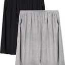 Mens Pajama Shorts, Mens Sleep Shorts Lounge Soft Comfy Pj Bottom Sleeping Pants Breathable Summer Modal Sleepwear(2 Packs) (X-Large, Light Gray+black)