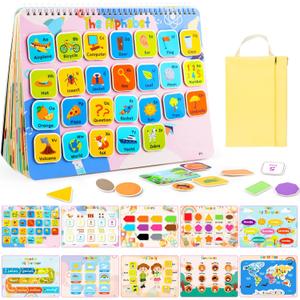 Kids Book Gifts for 3 4 5 Year Old Girls, Pre-assembled Stickers & Reusable, Activity Books for Kids Ages 3-5 - Learning Activities,Toddler Educational Toys, Autism Learning Support, Birthday Gifts (Sky Blue Packaging Gift Box)