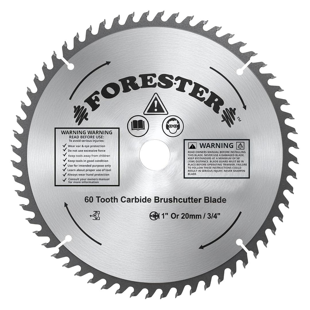 FORESTER Carbide Tip Brush Cutter Blade - 9in x 60 Teeth | Fits Most Straight Shaft Trimmers | Conversion Kit Sold Separately