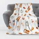 Luxury Fall Throw Blanket for Couch - Super Soft Flannel Autumn Blanket with Pumpkin Pie Spices Patterns, Cozy Lightweight Throw for Sofa, Bed, Living Room, 40"x30"