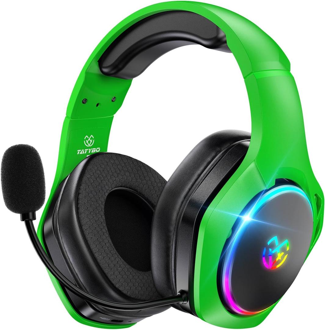 Tatybo Wireless Gaming Headsets for Ps5 Ps4 PC, 40H+ Hrs 2.4GHz WiFi Mode & Bluetooth 5.3 Wireless Headset