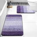 Arotive Bathroom Rugs Sets 2 Piece, Soft Absorbent Microfiber Bath Mats and U-Shaped Contour Toilet Rug, Non-Slip Machine Washable Dry Bath Mats for Bathroom, 30x20 and 24x20, Dark Purple