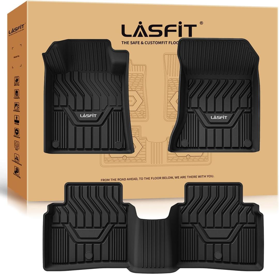 LASFIT Floor Mats for Nissan Altima 2026 2025 2024 2023 2022 2021 2020 2019, Custom Fit All Weather Durable TPE Floor Liners for 2019-2026 Altima S/SL/SR/SV/Platinum 1st & 2nd Row Car Mats,Black