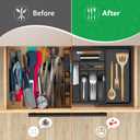 Large Silverware Drawer Organizer, Expandable From 21 to 36 Inches With 14 Slot, BPA Free Plastic Utensil Tray for Kitchen, Adjustable Flatware and Cutlery Holder for Spoons Forks Knives, Black