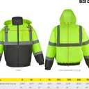 Shine Bright High Visibility Bomber Jacket – Hi Vis Reflective Safety Jacket, Insulated Winter Work Jacket, ANSI Workwear for Construction & Road Crews, Size XL
