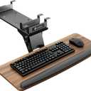 EUREKA ERGONOMIC Keyboard Tray Height Adjustable, Swivel Tilt Computer Keyboard Drawer Under Desk, 25x9.13'' Sliding Keyboard & Mouse Platform with Mouse Pad for Typing, Walnut (25 Inches)