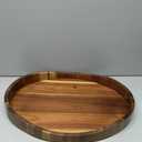 Oval Wood Ottoman Tray, 20 x 14.9 Inch Decorative Serving Tray for Coffee Table, Large Brown Wooden Tray for Living Room, Bedroom and Home Decor