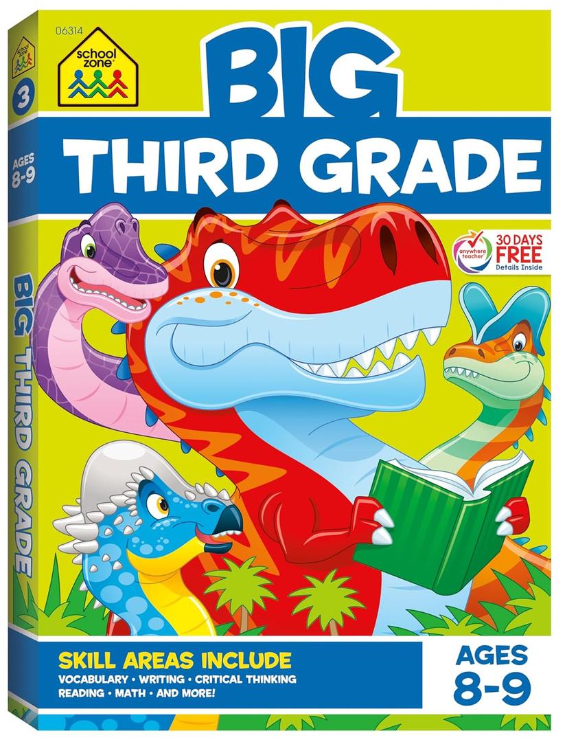 School Zone Big Third Grade Workbook: 320 Pages, 3rd Grade, Reading, Writing, Math, Science, History, Social Science, Critical Thinking, Ages 8-9