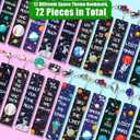 72 Pack Space Bookmarks Bulk for Kids, Outer Space Themed Party Favors, Astronaut Rocket Planet Galaxy Theme Birthday Party Favors, Bookmarks with Metal Charms for Boys Girls, Classroom Rewards Gifts