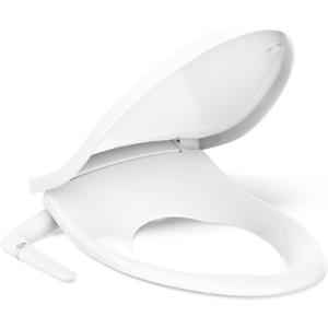 KOHLER PureWash M250 Manual Elongated Bidet Toilet Seat, White, Quiet-Close Lid Prevents Slamming, Easy Installation with Quick-Release Hinges, Adjustable Spray Position & Pressure