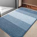 Kitinjoy Indoor Outdoor Door Mat, 40x32 Non-Slip Absorbent Dirt Trapper, Low-Profile Washable Inside Entrance Front Floor Mat, Sturdy Soft Entry Doormats for Entryway, Light Blue