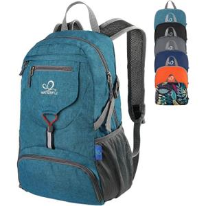 WATERFLY Small Lightweight Packable Backpack: 20l Ultra Light Foldable Travel Hiking Camping Daypack Day Pack for Man Woman (A-teal Blue)