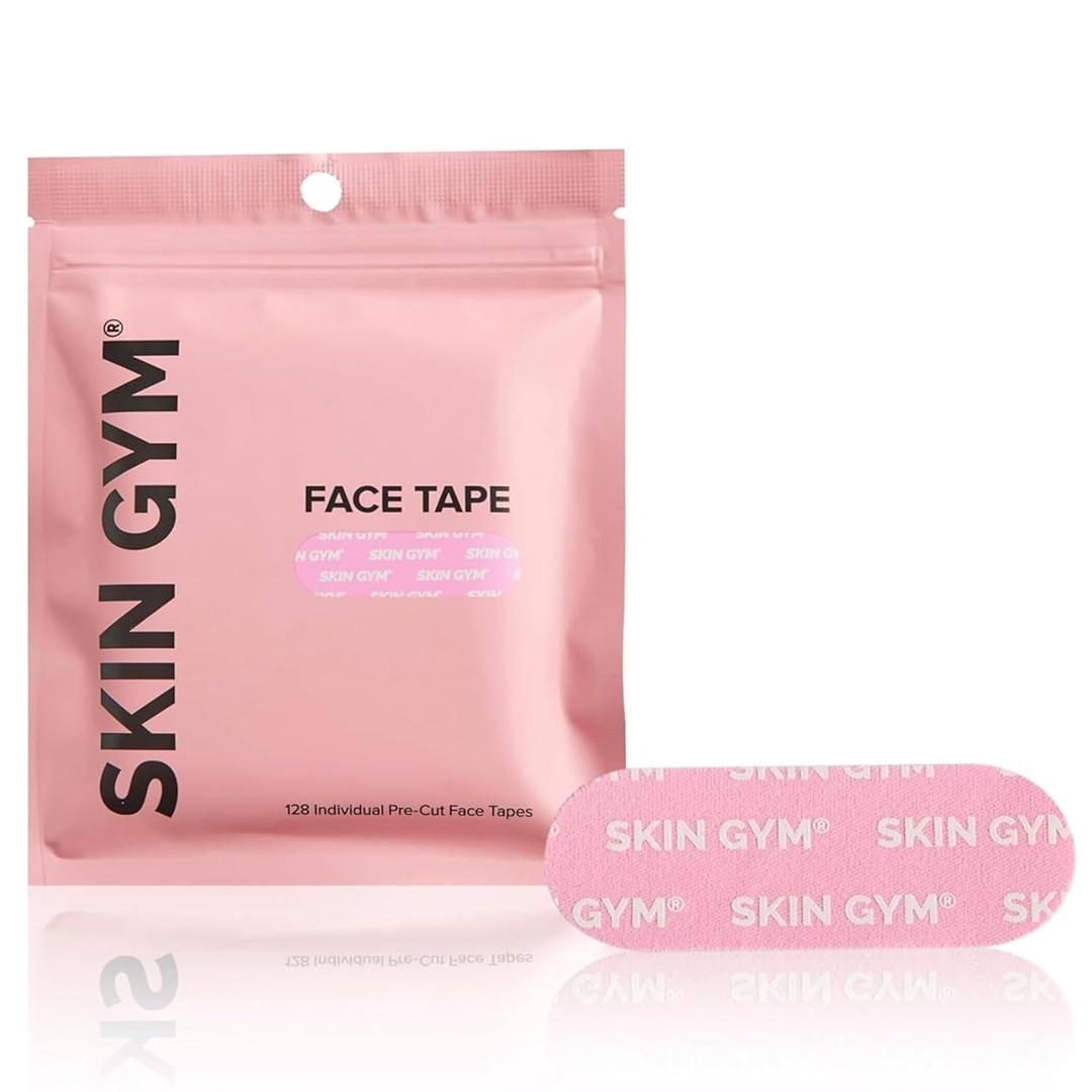 SKIN GYM Face Tape, 128 Pre-Cut Strips for Overnight Anti-Aging Treatment (Pink)