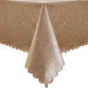 Romanstile Vinyl Tablecloth Rectangle, 100% Waterproof Outdoor Heavy Duty Table Cloth with Flannel Backing, Stain Resistant Plastic PU Table Cover for Kitchen, Dining (Flower Champagne, 60 x 144)