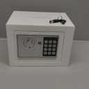 Small Safe Box With Digital Keypad & Keys  9.05 x 6.7 x 6.7 Inches Wall Safe 0.23 Cuft Mini Security Lock for Coin Home Office Hotel Rooms Business Jewelry Gun (White)