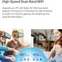 TP-Link USB WiFi Adapter, AC1300Mbps Dual Band 5dBi High Gain Antenna 2.4GHz/ 5GHz Wireless Network Adapter for Desktop PC (Archer T4U Plus)- Supports Windows 11/10, Mac OS 10.9-10.14